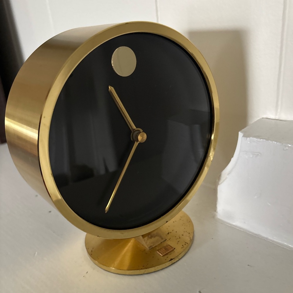 Vintage Howard Miller Nathan George Horwitt Brass Museum Desk‎ Clock Movado